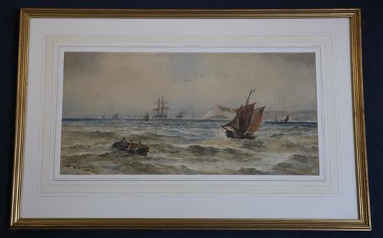 Thomas Bush Hardy (1842-1897) Shipping off Newhaven 10 x 20.5in.